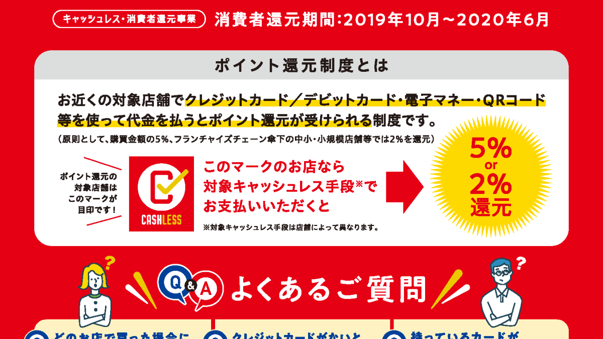 日本どこでもこのマークのお店ならキャッシュレスで最大5%還元
